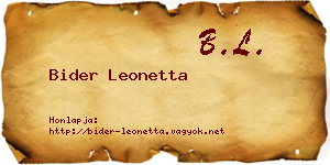 Bider Leonetta névjegykártya